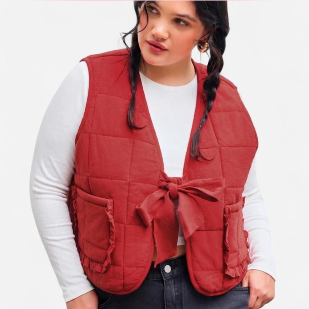 Cider Red Patchwork Vest Reversible Size 1xl - image 6
